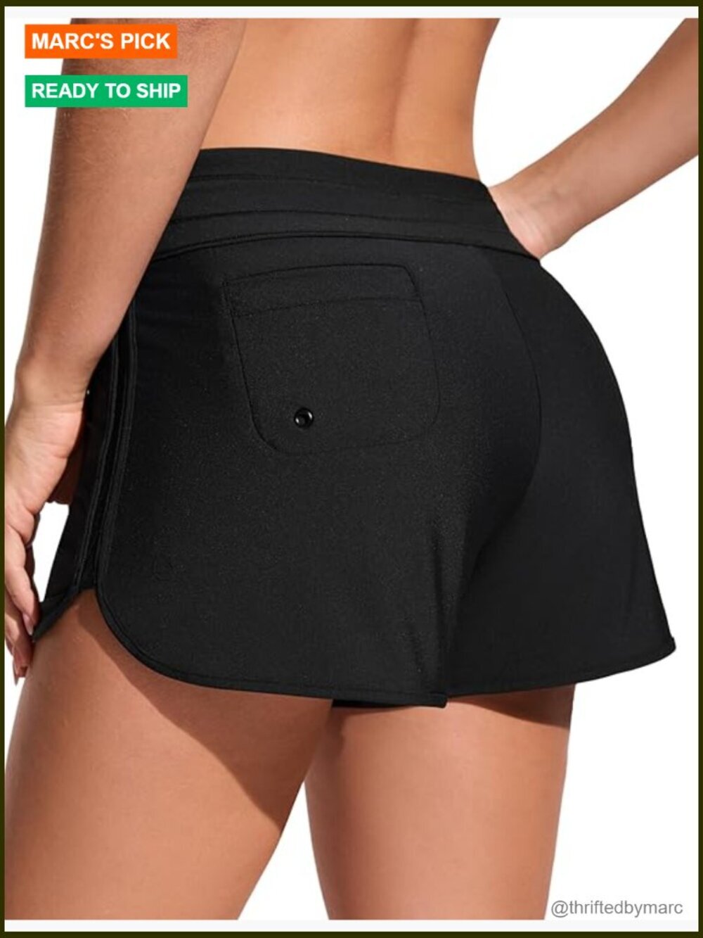 High Waisted Dolphin Board Shorts for Women 3" Inseam Swim Bottoms with